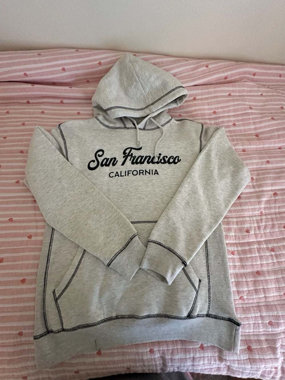 Ocean Beach Sportswear San Francisco California Heather Grey Hoodie Size M